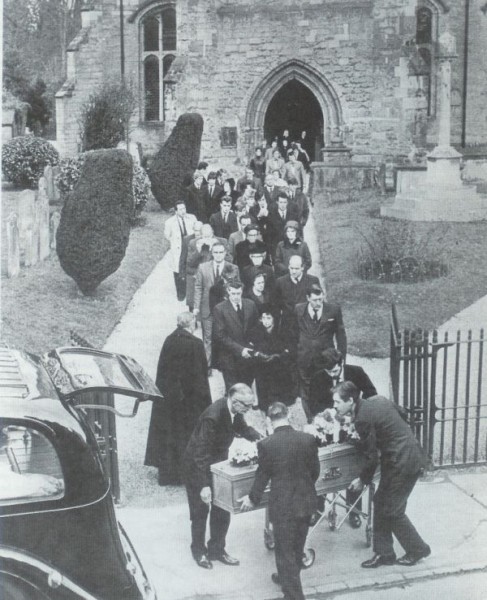 Joe Meek's funeral in Newent 1967. The New Tornados can be seen in the background.  I am standing next to Pete Holder, also Dave Watts and the Diamond Twins. 