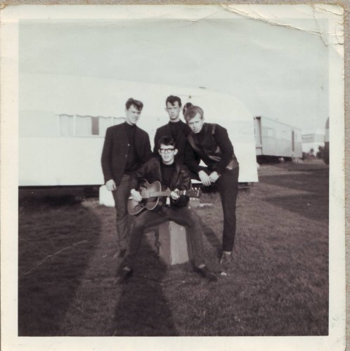 L-R  Don Gapper Robb Huxley (Playing Alan Keeling's Hofner guitar which was borrowed for more than a year) Derek Gapper and Richard Wasley